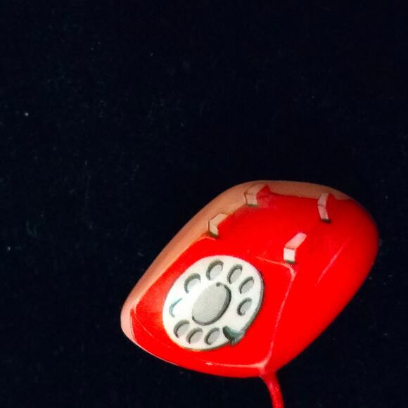 Standing Ovations Red Telephone of the Hook Vintage 80s Dangle Earrings - Picture 7 of 14